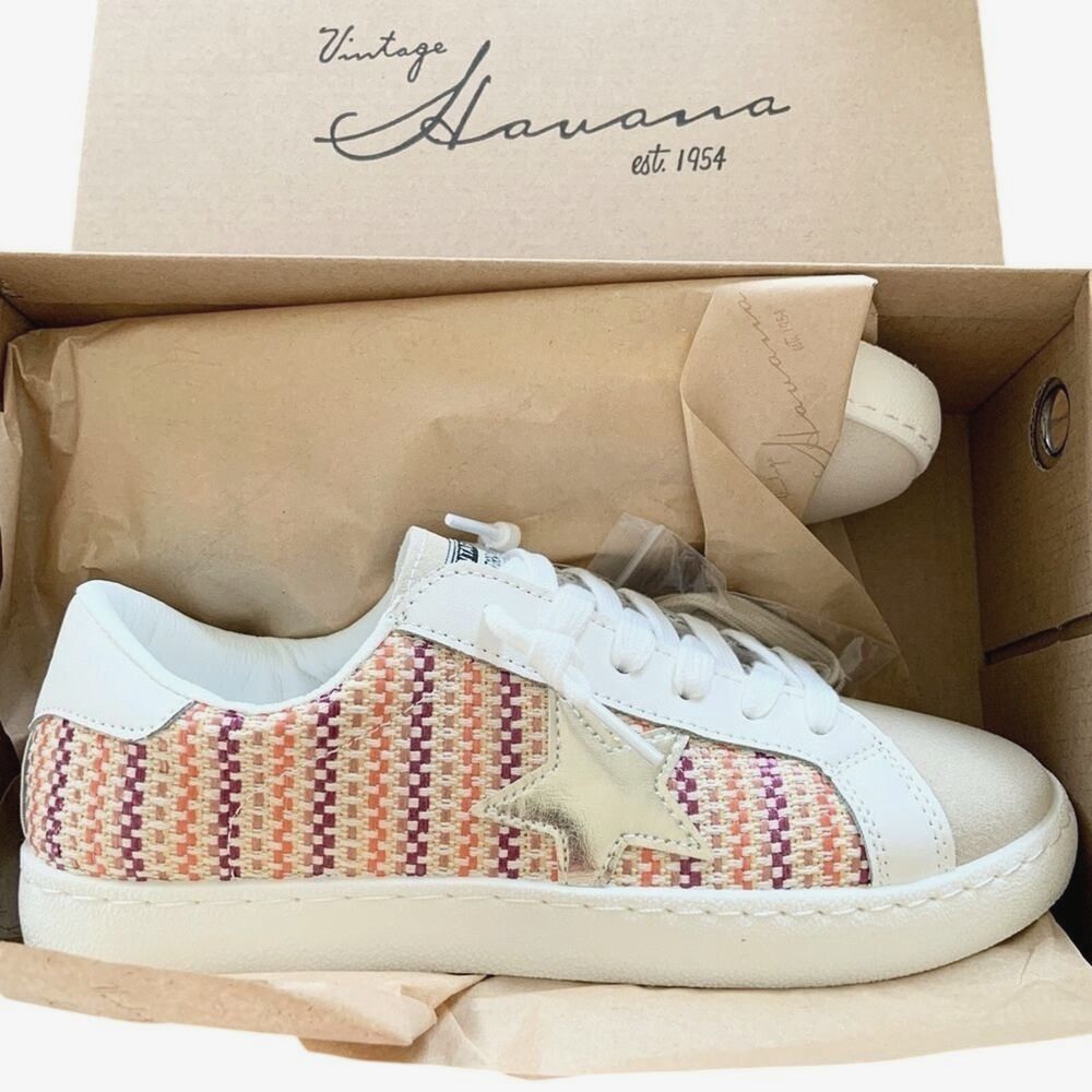 Vintage Havana Tweed Stripe Star Sneakers Women’s Shoes Size 8 NEW Retail $125